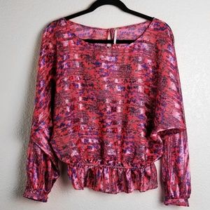 Free People Metallic Floral Boho Top